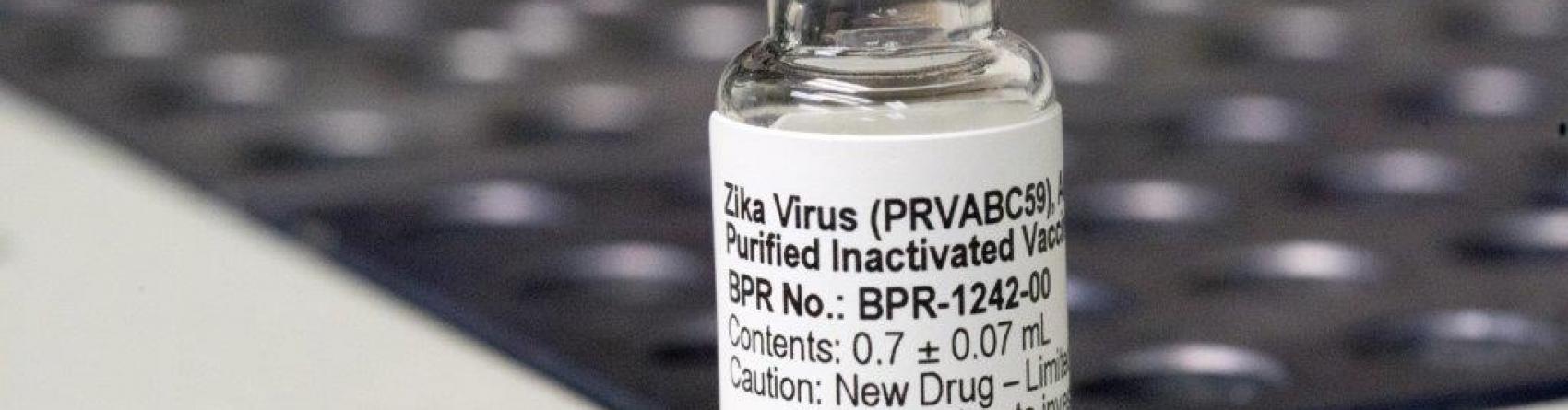 Zika vaccine vial close up